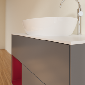 Тумба под раковину Villeroy & Boch Finion 100х50,1 см с подсветкой МДФ антрацит матовый лак/стекло белое матовое F891HBGK