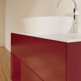 Тумба під раковину Villeroy & Boch Finion 100х50,1 см з підсвічуванням МДФ півонія матовий лак/скло біле матове F891HBHB