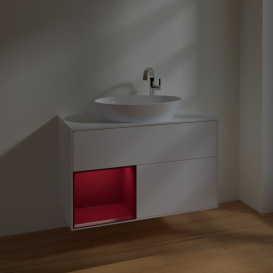 Тумба под раковину Villeroy & Boch Finion 100х50,1 см с подсветкой МДФ белый матовый лак/стекло белое матовое F891HBMT