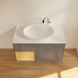 Тумба под раковину Villeroy & Boch Finion 100х50,1 см с подсветкой МДФ антрацит матовый лак/стекло белое матовое F891HFGK