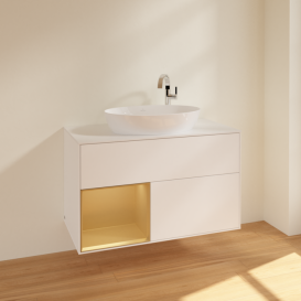 Тумба под раковину Villeroy & Boch Finion 100х50,1 см с подсветкой МДФ белый матовый лак/стекло белое матовое F891HFMT