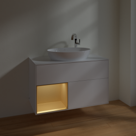 Тумба под раковину Villeroy & Boch Finion 100х50,1 см с подсветкой МДФ белый матовый лак/стекло белое матовое F891HFMT