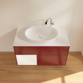 Тумба под раковину Villeroy & Boch Finion 100х50,1 см с подсветкой МДФ пион матовый лак/стекло белое матовое F891MTHB