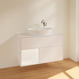 Тумба под раковину Villeroy & Boch Finion 100х50,1 см с подсветкой МДФ белый матовый лак/стекло белое матовое F891MTMT