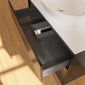 Тумба под раковину Villeroy & Boch Finion 100х50,1 см с подсветкой МДФ черный матовый лак/стекло белое матовое F891MTPD