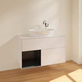 Тумба под раковину Villeroy & Boch Finion 100х50,1 см с подсветкой МДФ глянцевый белый лак/стекло белое матовое F891PDGF