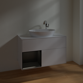 Тумба под раковину Villeroy & Boch Finion 100х50,1 см с подсветкой МДФ глянцевый белый лак/стекло белое матовое F891PDGF