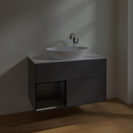 Тумба под раковину Villeroy & Boch Finion 100х50,1 см с подсветкой МДФ антрацит матовый лак/стекло белое матовое F891PDGK