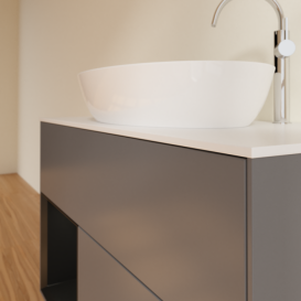 Тумба под раковину Villeroy & Boch Finion 100х50,1 см с подсветкой МДФ антрацит матовый лак/стекло белое матовое F891PDGK