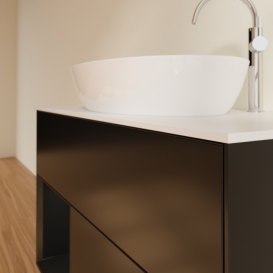 Тумба под раковину Villeroy & Boch Finion 100х50,1 см с подсветкой МДФ черный матовый лак/стекло белое матовое F891PDPD