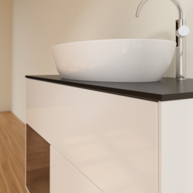 Тумба під раковину Villeroy & Boch Finion 100х50,1 см з підсвіткою МДФ білий глянцевий лак/скло чорне матове F892GNGF