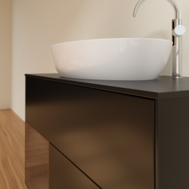 Тумба под раковину Villeroy & Boch Finion 100х50,1 см с подсветкой МДФ черный матовый лак/стекло черное матовое F892GNPD