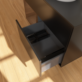 Тумба под раковину Villeroy & Boch Finion 100х50,1 см с подсветкой МДФ черный матовый лак/стекло черное матовое F892GNPD