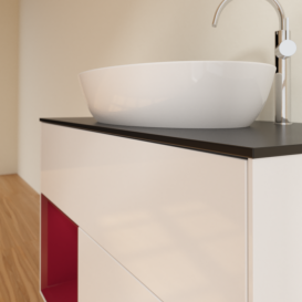 Тумба под раковину Villeroy & Boch Finion 100х50,1 см с подсветкой МДФ глянцевый белый лак/стекло черное матовое F892HBGF