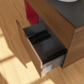 Тумба под раковину Villeroy & Boch Finion 100х50,1 см с подсветкой МДФ шпон грецкого ореха/стекло черное матовое F892HBGN