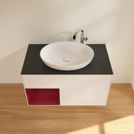 Тумба под раковину Villeroy & Boch Finion 100х50,1 см с подсветкой МДФ белый матовый лак/стекло черное матовое F892HBMT