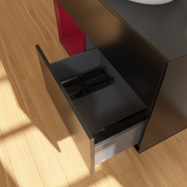 Тумба под раковину Villeroy & Boch Finion 100х50,1 см с подсветкой МДФ черный матовый лак/стекло черное матовое F892HBPD