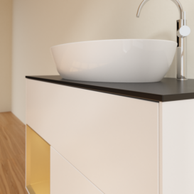 Тумба под раковину Villeroy & Boch Finion 100х50,1 см с подсветкой МДФ белый матовый лак/стекло черное матовое F892HFMT