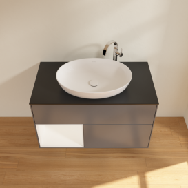 Тумба под раковину Villeroy & Boch Finion 100х50,1 см с подсветкой МДФ антрацит матовый лак/стекло черное матовое F892MTGK