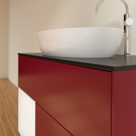 Тумба под раковину Villeroy & Boch Finion 100х50,1 см с подсветкой МДФ пион матовый лак/стекло черное матовое F892MTHB