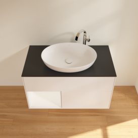 Тумба под раковину Villeroy & Boch Finion 100х50,1 см с подсветкой МДФ белый матовый лак/стекло черное матовое F892MTMT