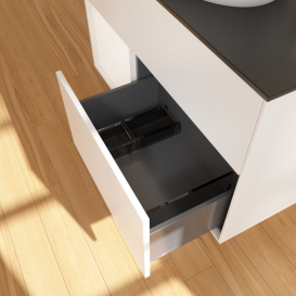 Тумба под раковину Villeroy & Boch Finion 100х50,1 см с подсветкой МДФ белый матовый лак/стекло черное матовое F892MTMT