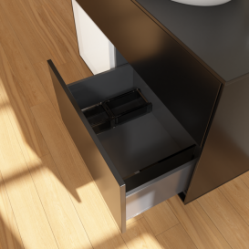 Тумба під раковину Villeroy & Boch Finion 100х50,1 см із підсвічуванням МДФ чорний матовий лак/скло чорне матове F892MTPD