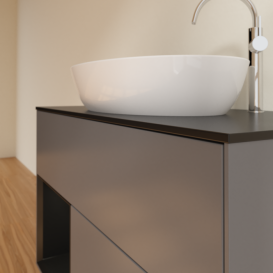 Тумба под раковину Villeroy & Boch Finion 100х50,1 см с подсветкой МДФ антрацит матовый лак/стекло черное матовое F892PDGK