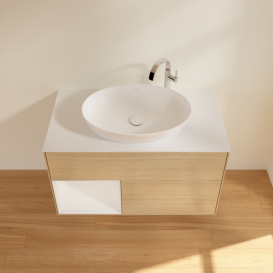 Тумба под раковину Villeroy & Boch Finion 100х50,1 см с подсветкой МДФ шпон дуба/стекло белое матовое F891GFPC