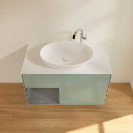 Тумба под раковину Villeroy & Boch Finion 100х50,1 см с подсветкой МДФ оливковый матовый лак/стекло белое матовое F891GKGM