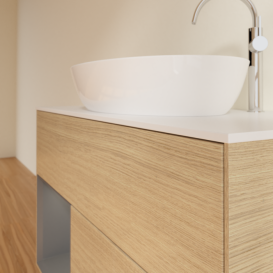 Тумба под раковину Villeroy & Boch Finion 100х50,1 см с подсветкой МДФ шпон дуба/стекло белое матовое F891GKPC