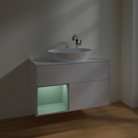 Тумба под раковину Villeroy & Boch Finion 100х50,1 см с подсветкой МДФ глянцевый белый лак/стекло белое матовое F891GMGF