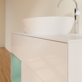 Тумба под раковину Villeroy & Boch Finion 100х50,1 см с подсветкой МДФ глянцевый белый лак/стекло белое матовое F891GMGF