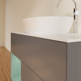 Тумба під раковину Villeroy & Boch Finion 100х50,1 см із підсвічуванням МДФ антрацит матовий лак/скло біле матове F891GMGK