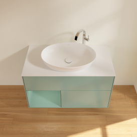 Тумба под раковину Villeroy & Boch Finion 100х50,1 см с подсветкой МДФ оливковый матовый лак/стекло белое матовое F891GMGM