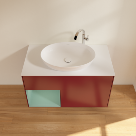 Тумба под раковину Villeroy & Boch Finion 100х50,1 см с подсветкой МДФ пион матовый лак/стекло белое матовое F891GMHB