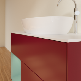 Тумба под раковину Villeroy & Boch Finion 100х50,1 см с подсветкой МДФ пион матовый лак/стекло белое матовое F891GMHB