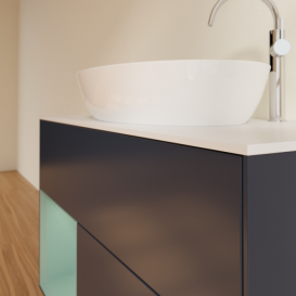 Тумба под раковину Villeroy & Boch Finion 100х50,1 см с подсветкой МДФ темно-синий матовый лак/стекло белое матовое F891GMHG