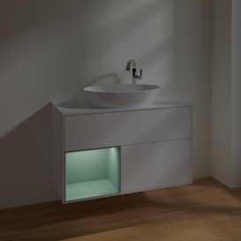 Тумба под раковину Villeroy & Boch Finion 100х50,1 см с подсветкой МДФ белый матовый лак/стекло белое матовое F891GMMT