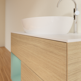 Тумба под раковину Villeroy & Boch Finion 100х50,1 см с подсветкой МДФ шпон дуба/стекло белое матовое F891GMPC