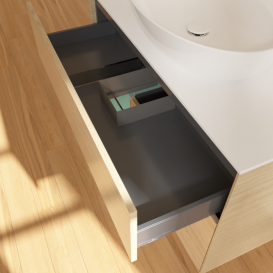 Тумба под раковину Villeroy & Boch Finion 100х50,1 см с подсветкой МДФ шпон дуба/стекло белое матовое F891GMPC