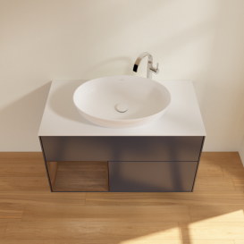 Тумба под раковину Villeroy & Boch Finion 100х50,1 см с подсветкой МДФ темно-синий матовый лак/стекло белое матовое F891GNHG