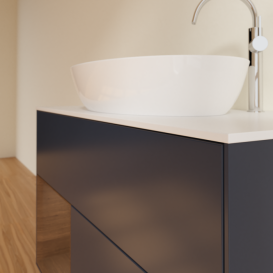 Тумба под раковину Villeroy & Boch Finion 100х50,1 см с подсветкой МДФ темно-синий матовый лак/стекло белое матовое F891GNHG