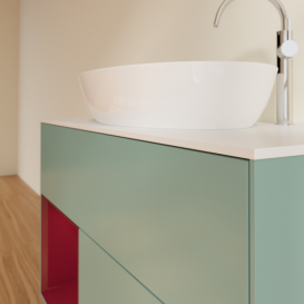 Тумба под раковину Villeroy & Boch Finion 100х50,1 см с подсветкой МДФ оливковый матовый лак/стекло белое матовое F891HBGM