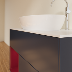 Тумба под раковину Villeroy & Boch Finion 100х50,1 см с подсветкой МДФ темно-синий матовый лак/стекло белое матовое F891HBHG