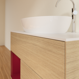 Тумба под раковину Villeroy & Boch Finion 100х50,1 см с подсветкой МДФ шпон дуба/стекло белое матовое F891HBPC