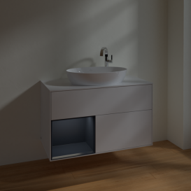 Тумба под раковину Villeroy & Boch Finion 100х50,1 см с подсветкой МДФ глянцевый белый лак/стекло белое матовое F891HGGF