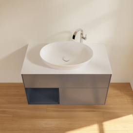 Тумба под раковину Villeroy & Boch Finion 100х50,1 см с подсветкой МДФ антрацит матовый лак/стекло белое матовое F891HGGK