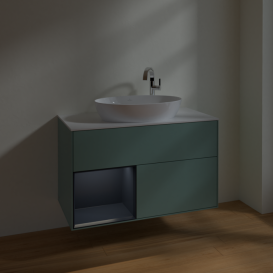 Тумба под раковину Villeroy & Boch Finion 100х50,1 см с подсветкой МДФ оливковый матовый лак/стекло белое матовое F891HGGM