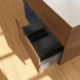 Тумба под раковину Villeroy & Boch Finion 100х50,1 см с подсветкой МДФ шпон грецкого ореха/стекло белое матовое F891HGGN